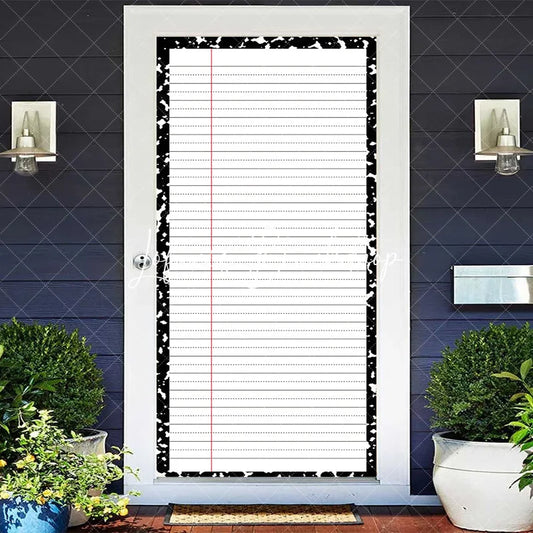 Lofaris Classic Black and White Composition Notebook Ruled Paper Door Cover Back to School Academic Theme Decor.