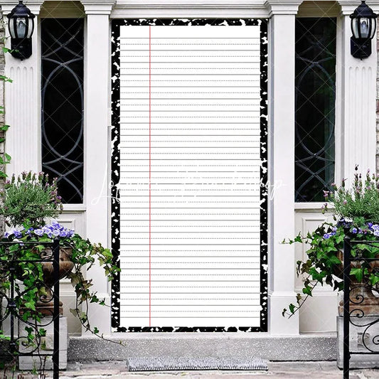 Lofaris Classic Black and White Composition Notebook Ruled Paper Door Cover Back to School Academic Theme Decor.