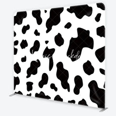 Lofaris Classic Black and White Cow Print Square Double-Sided Backdrop Farm Animal Theme Birthday Party Decor