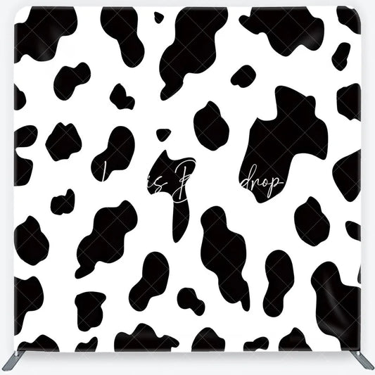 Lofaris Classic Black and White Cow Print Square Double-Sided Backdrop Farm Animal Theme Birthday Party Decor