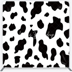 Lofaris Classic Black and White Cow Print Square Double-Sided Backdrop Farm Animal Theme Birthday Party Decor