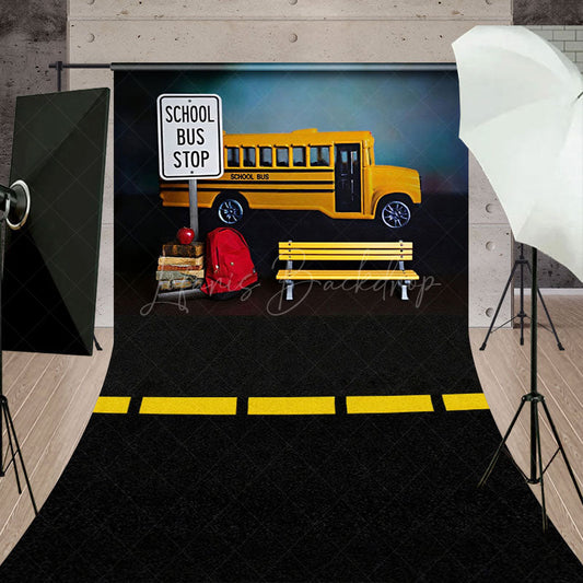 Lofaris Classic Bus Stop Back To School Photo Sweep Backdrop