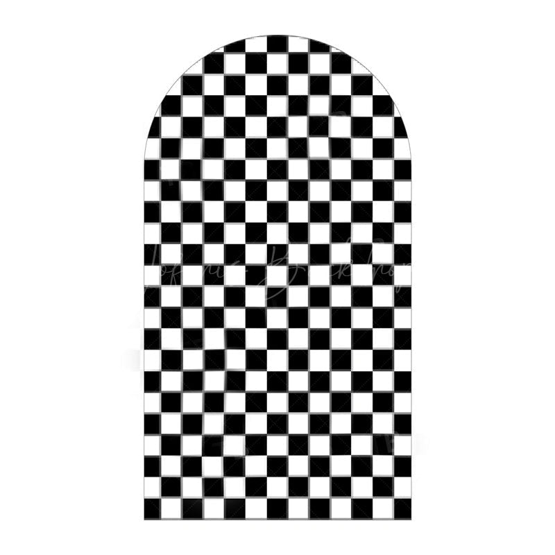 Lofaris Classic Checkered Pattern Arch Backdrop Crisp Grid Patterns With Clean Lines Elegant Party Decorations