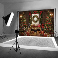 Lofaris Classic Christmas Photography Backdrop Teddy Bears with Trees and Presents Letters to Santa Mini Session Background