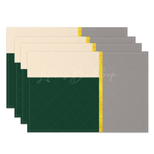 Lofaris Classic Dark Green and Grey Placemats Set of 4 Modern Abstract Design for Elegant Dining Table Decor