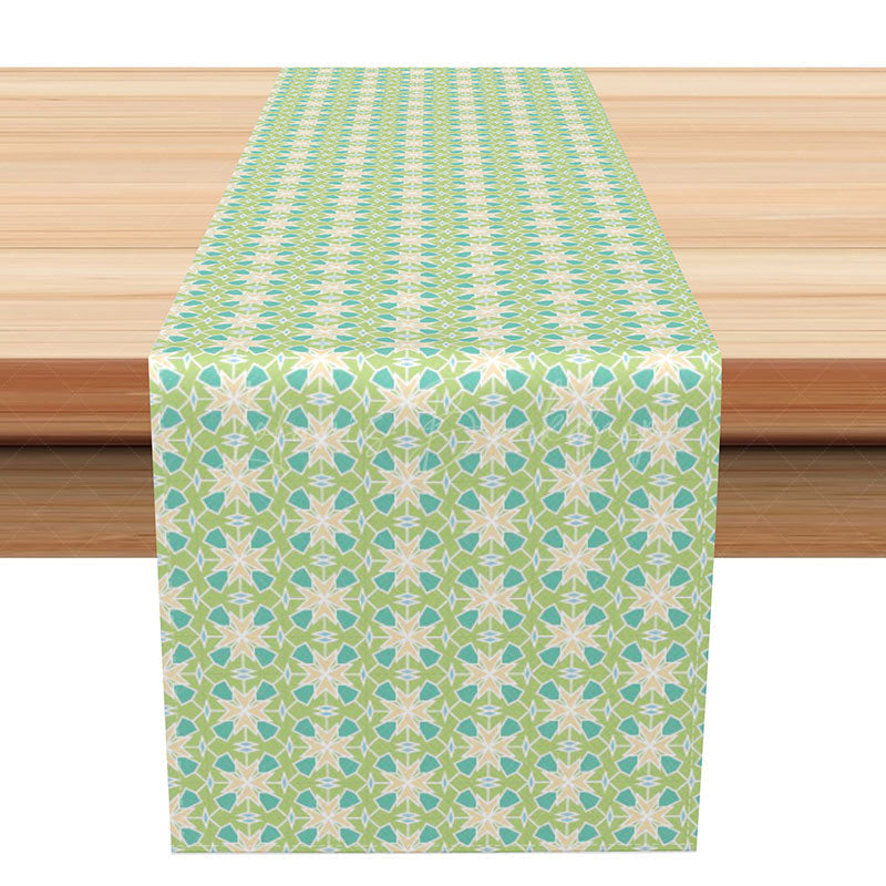 Lofaris Classic Geometric Table Runner in Sage Green for Modern Farmhouse and Spring Kitchen Dining Decor