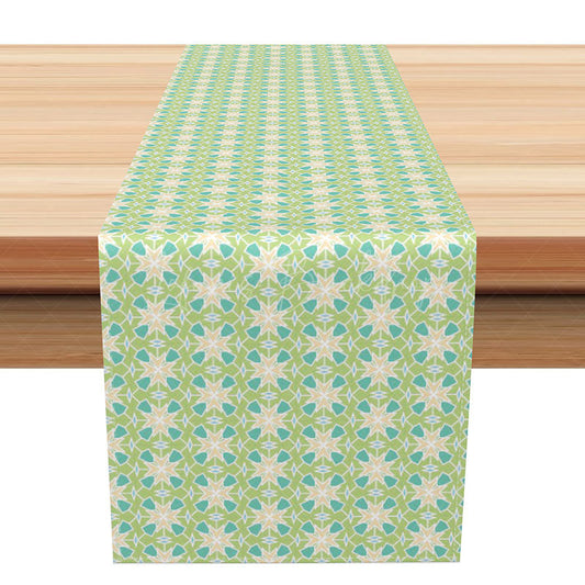 Lofaris Classic Geometric Table Runner in Sage Green for Modern Farmhouse and Spring Kitchen Dining Decor