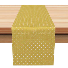 Lofaris Classic Geometric Table Runner with Gold and Yellow Square Pattern for Modern Elegant Dining