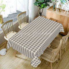 Lofaris Classic Grey Plaid Rectangle Tablecloth Simple Farmhouse Checkered Pattern Modern Neutral Kitchen Decor