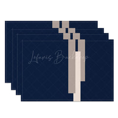 Lofaris Classic Navy Blue and Grey Abstract Placemats Set of 4 Modern Kitchen Decor for Everyday Dining
