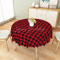 Lofaris Classic Red and Black Buffalo Check Round Tablecloth Rustic Farmhouse Plaid Holiday Kitchen Dining Decor