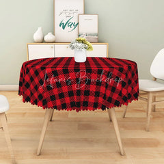 Lofaris Classic Red and Black Buffalo Check Round Tablecloth Rustic Farmhouse Plaid Holiday Kitchen Dining Decor
