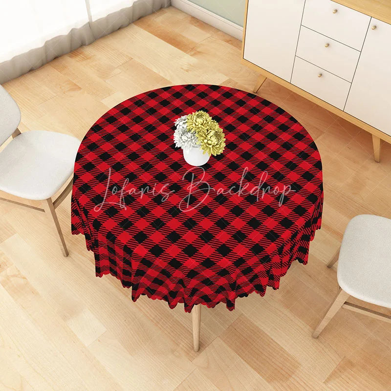 Lofaris Classic Red and Black Buffalo Check Round Tablecloth Rustic Farmhouse Plaid Holiday Kitchen Dining Decor