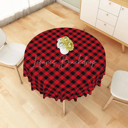 Lofaris Classic Red and Black Buffalo Check Round Tablecloth Rustic Farmhouse Plaid Holiday Kitchen Dining Decor