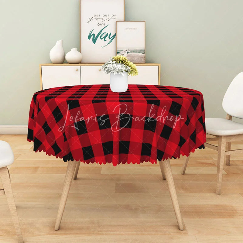 Lofaris Classic Red and Black Buffalo Plaid Round Tablecloth Rustic Farmhouse Checkered Holiday Kitchen Decor