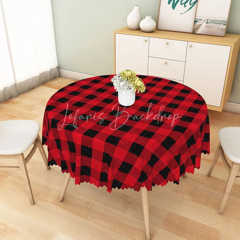 Lofaris Classic Red and Black Buffalo Plaid Round Tablecloth Rustic Farmhouse Checkered Holiday Kitchen Decor