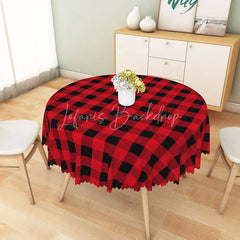 Lofaris Classic Red and Black Buffalo Plaid Round Tablecloth Rustic Farmhouse Checkered Holiday Kitchen Decor