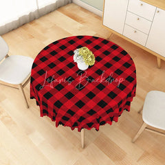 Lofaris Classic Red and Black Buffalo Plaid Round Tablecloth Rustic Farmhouse Checkered Holiday Kitchen Decor