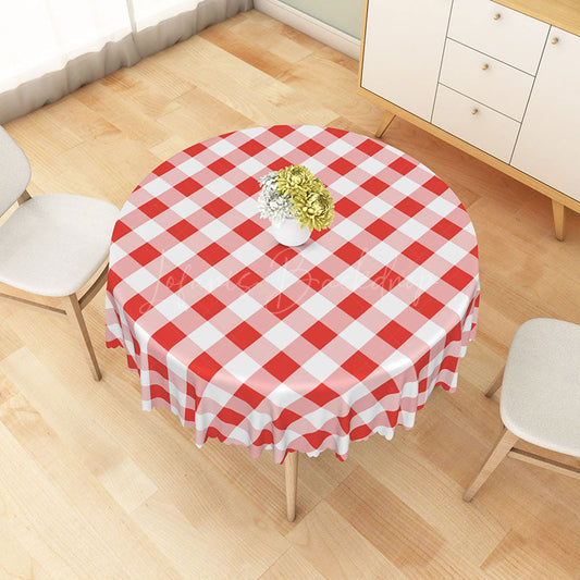Lofaris Classic Red and White Gingham Round Tablecloth for Picnic BBQ Farmhouse Kitchen Decor