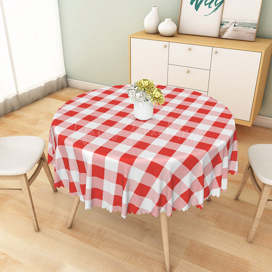 Lofaris Classic Red and White Gingham Round Tablecloth for Picnic BBQ Farmhouse Kitchen Decor