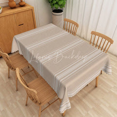 Lofaris Classic Striped Rectangle Tablecloth Beige Minimalist Pattern Dining Table Cover