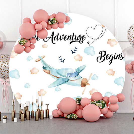 Lofaris Clouds Airplane The Adventure Begins Round Backdrop