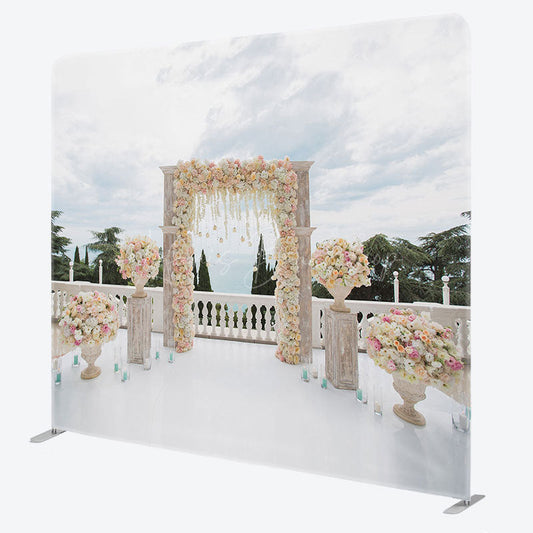 Lofaris Clouds Sky Floral Arch Wedding Pillow Cover Backdrop