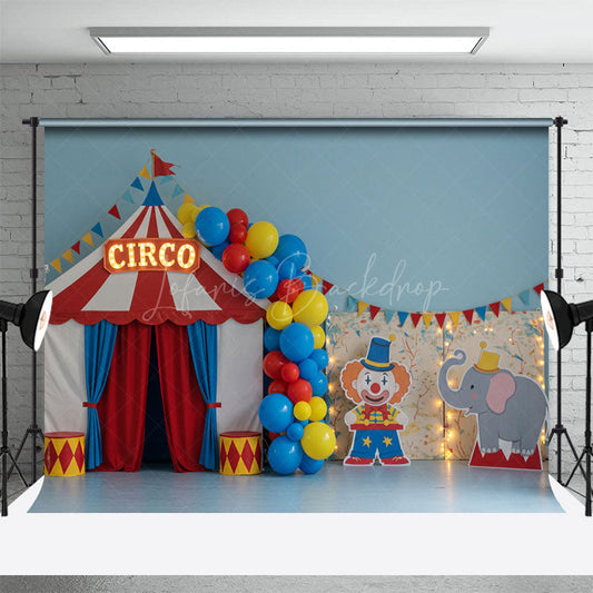 Lofaris Clown Elephant Circo Circus Balloons Cake Smash Backdrop