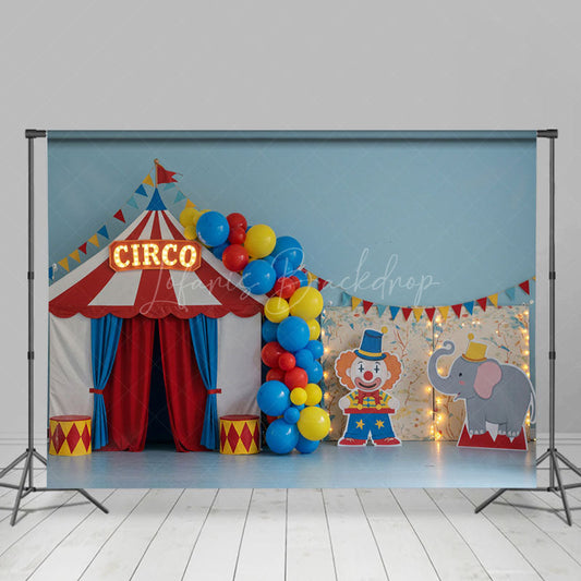 Lofaris Clown Elephant Circo Circus Balloons Cake Smash Backdrop