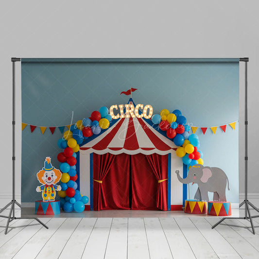 Lofaris Clown Elephant Circo Circus Cake Smash Photo Backdrop