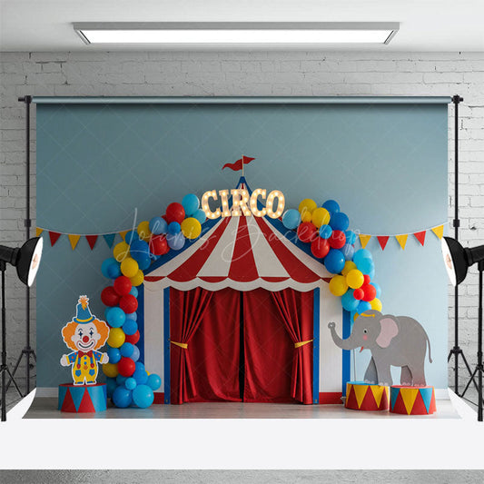 Lofaris Clown Elephant Circo Circus Cake Smash Photo Backdrop