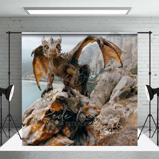 Lofaris Coast Rocks Welsh Dragon Natural Scene Photo Backdrop