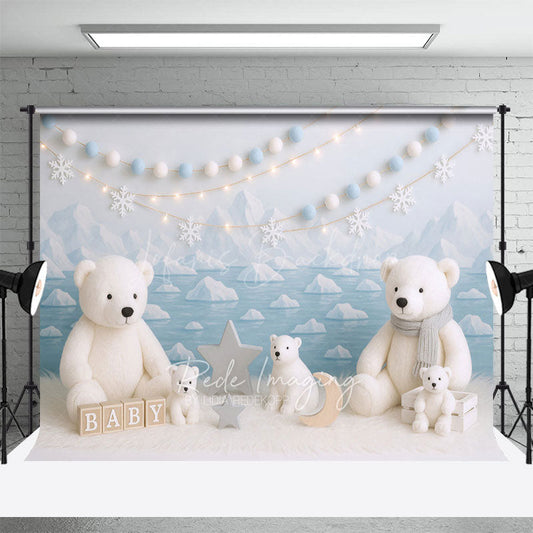 Lofaris Cold Winter Polar Bear Sky Photo Cake Smash Backdrop