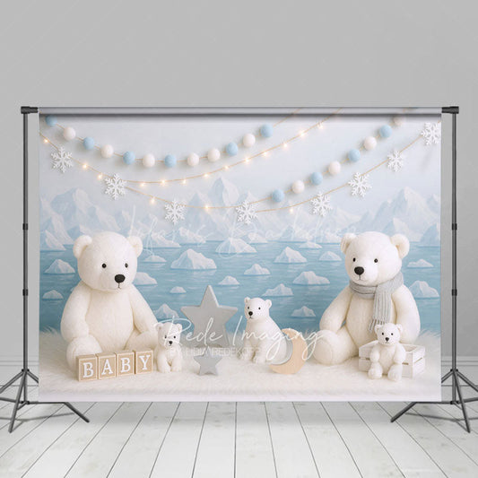 Lofaris Cold Winter Polar Bear Sky Photo Cake Smash Backdrop