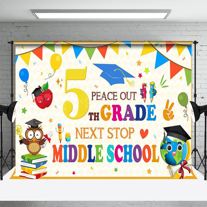 Lofaris Color 5th Grade Next Stop Middle School Grad Backdrop