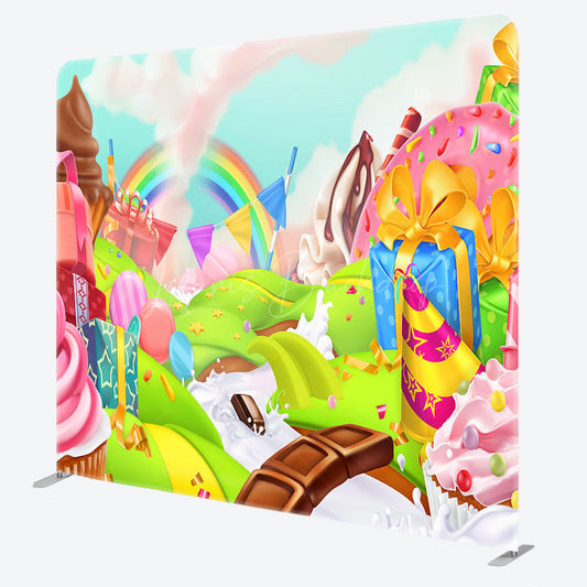 Lofaris Color Candyland Rainbow Birthday Pillow Case Backdrop