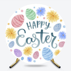 Lofaris Color Chrysanthemum Eggs Round Happy Easter Backdrop