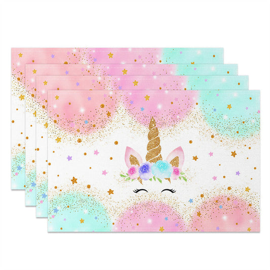 Lofaris Color Cloud Sparkle Stars Unicorn Set of 4 Placemats