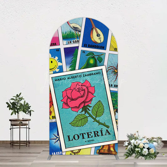 Lofaris Color Mexican Lottery Card Birthday Arch Backdrop