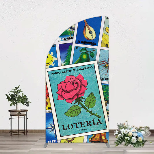 Lofaris Color Mexican Lottery Card Birthday Half Moon Arch Backdrop