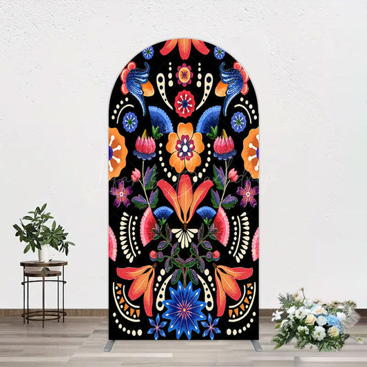 Lofaris Color Mexican National Floral Birthday Arch Backdrop
