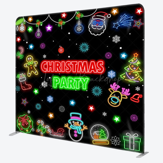 Lofaris Color Neon Snowflake Xmas Party Pillow Case Backdrop