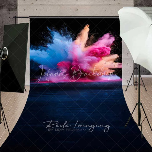 Lofaris Color Powder Explosion Sweep Photo Backdrop Abstract Splash Art Background Gender Reveal Smoke Floor Prop
