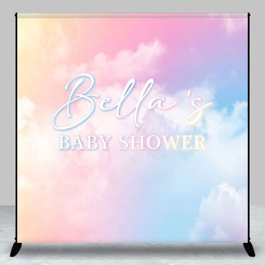 Lofaris Color Rainbow Clouds Custom Name Baby Shower Backdrop