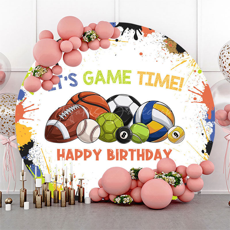 Lofaris Color Splash Painting Balls Round Birthday Backdrop