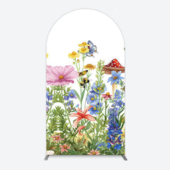 Lofaris Color Spring Floral Butterfly Birthday Arch Backdrop