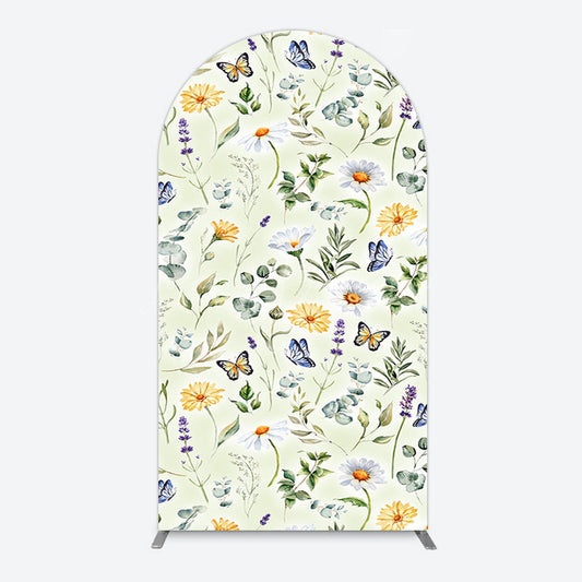 Lofaris Color Spring Floral Butterfly Birthday Arch Backdrop