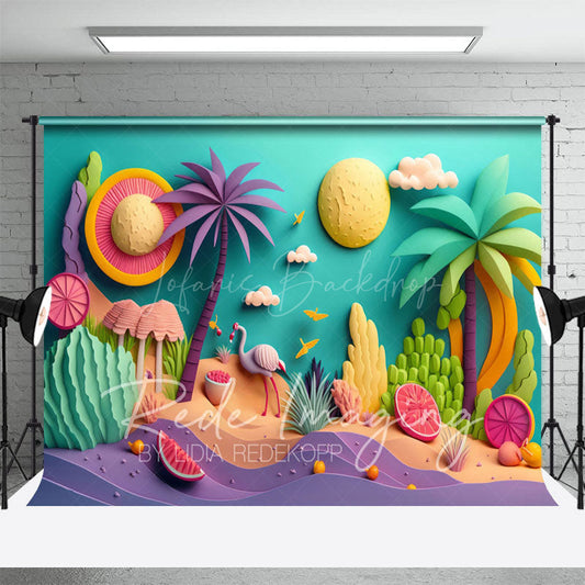 Lofaris Color Summer Fun Sand Trees Cake Smash Photo Backdrop