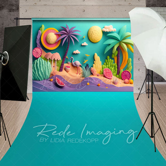 Lofaris Color Summer Fun Sand Trees Cake Smash Sweep Backdrop