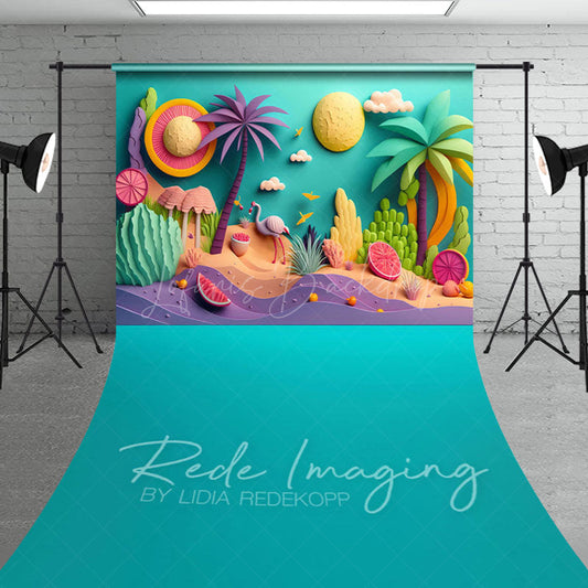 Lofaris Color Summer Fun Sand Trees Cake Smash Sweep Backdrop